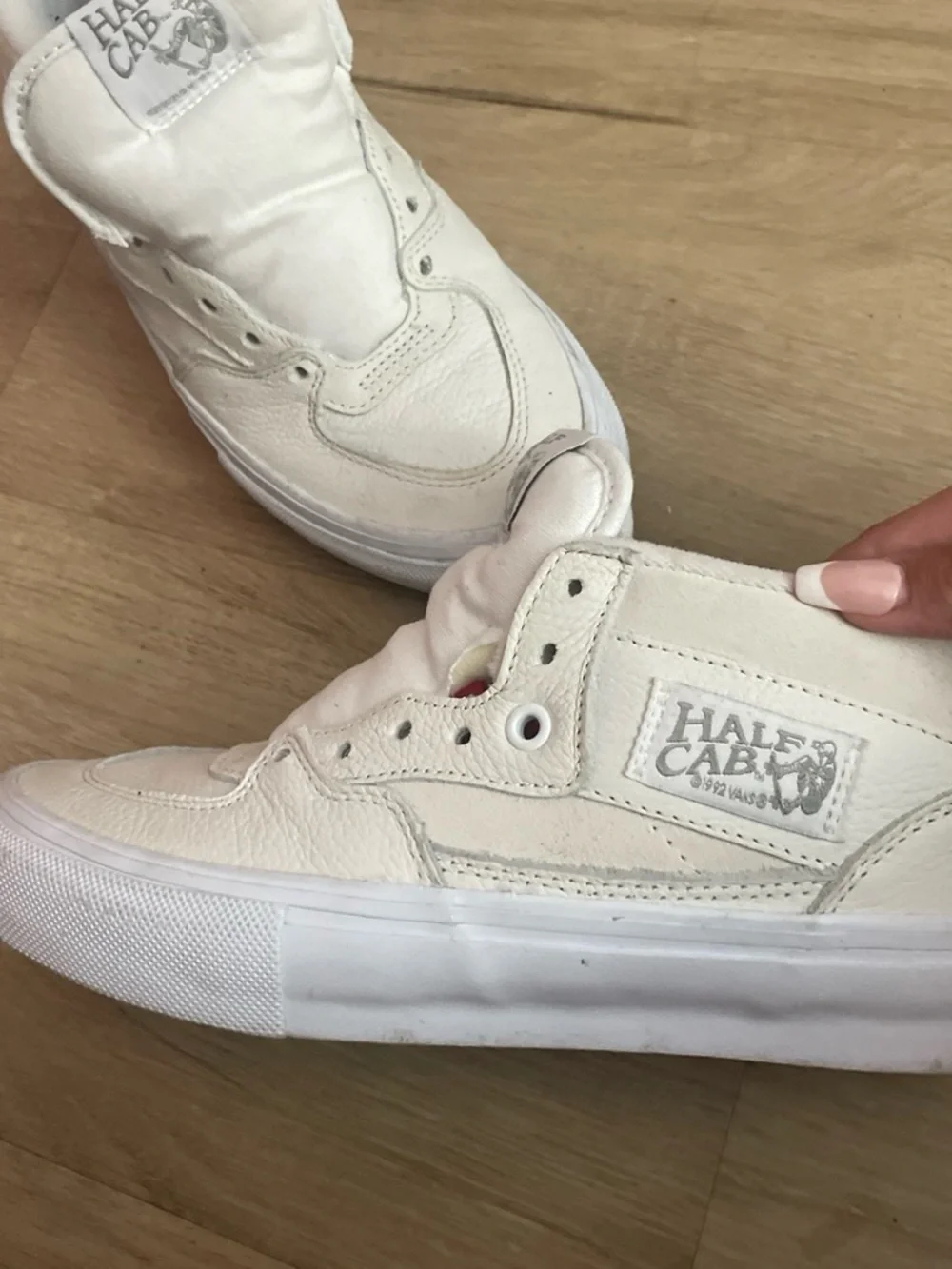 Vans Half Cab Kids White Leather Mid-Top Sneakers